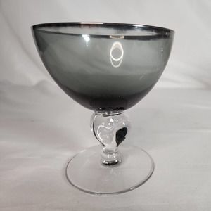 Seneca Charcoal Sherbet Glass Smoke 4.5" SINGLE GLASS Stem 526 Crystal Ware MCM